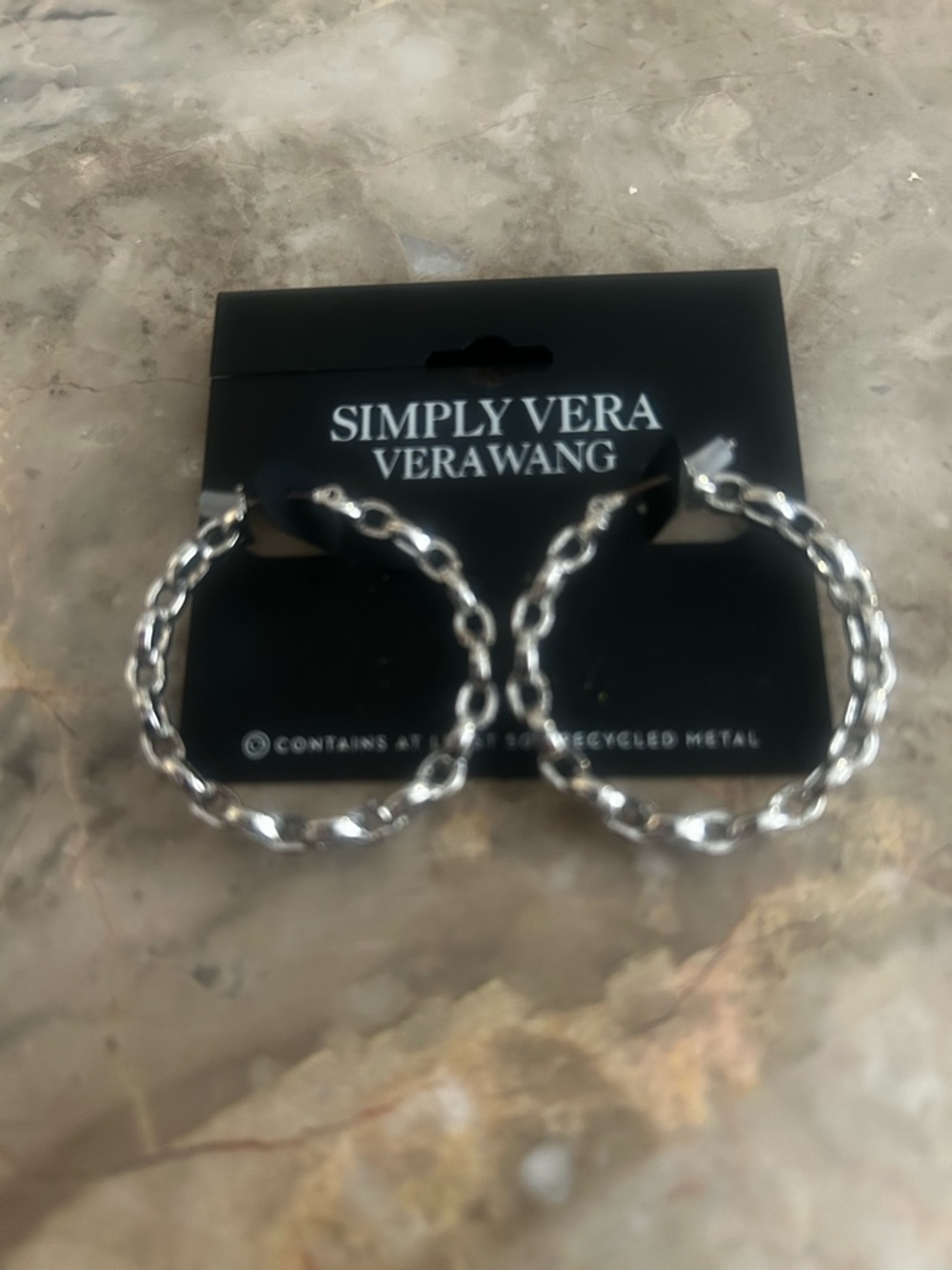 Simply Vera Vera Wang Polished Silver Chain-Link Hoop Earrings - Picture 3 of 7